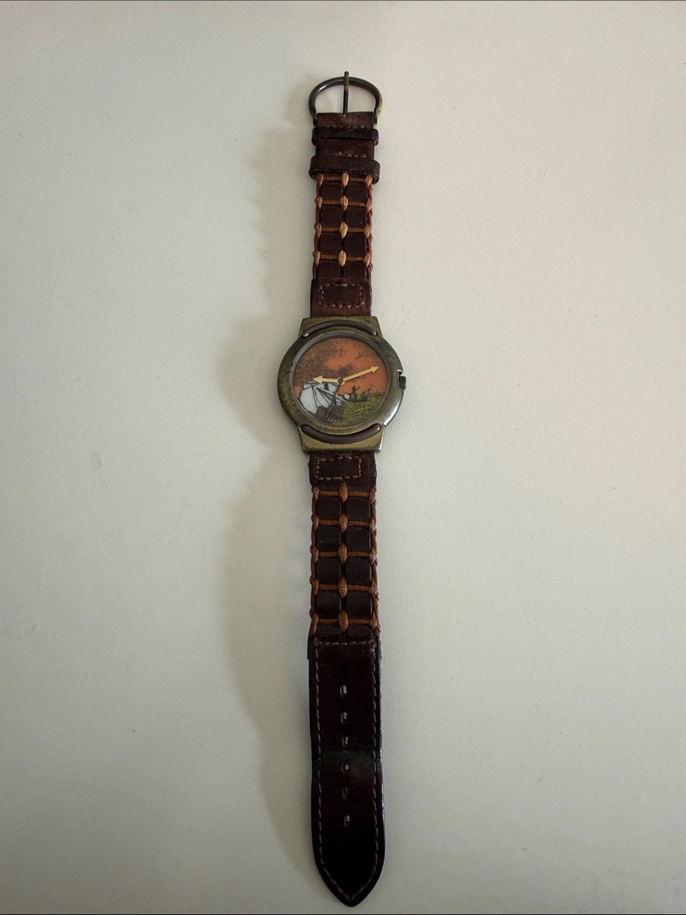 Zot (1992) Brown Leather Men's Wristwatch with Nautical Dial